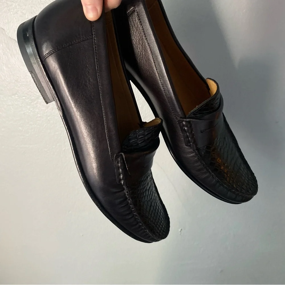 Mezlan Genuine Crocodile Black Leather Loafers Mens Dress Shoe Luxury - Picture 4 of 15